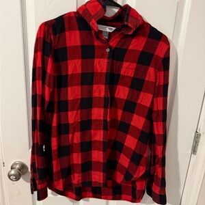 Old Navy Red and Black Checkered Flannel Shirt